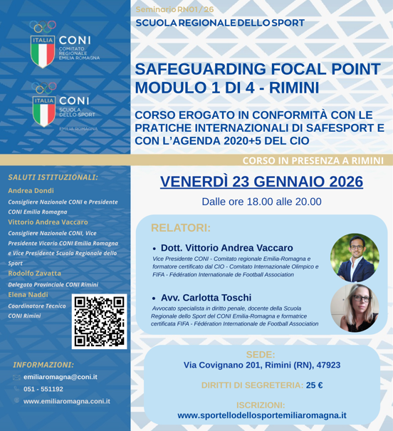 SAFEGUARDING FOCAL POINT – Modulo 1 di 4 – Rimini