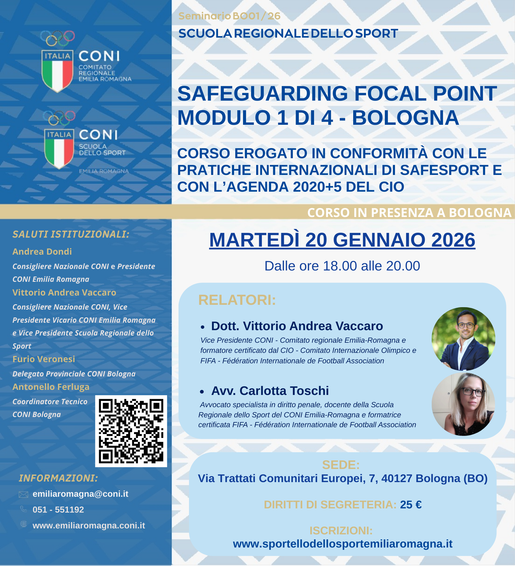 SAFEGUARDING FOCAL POINT – Modulo 1 di 4 - Bologna