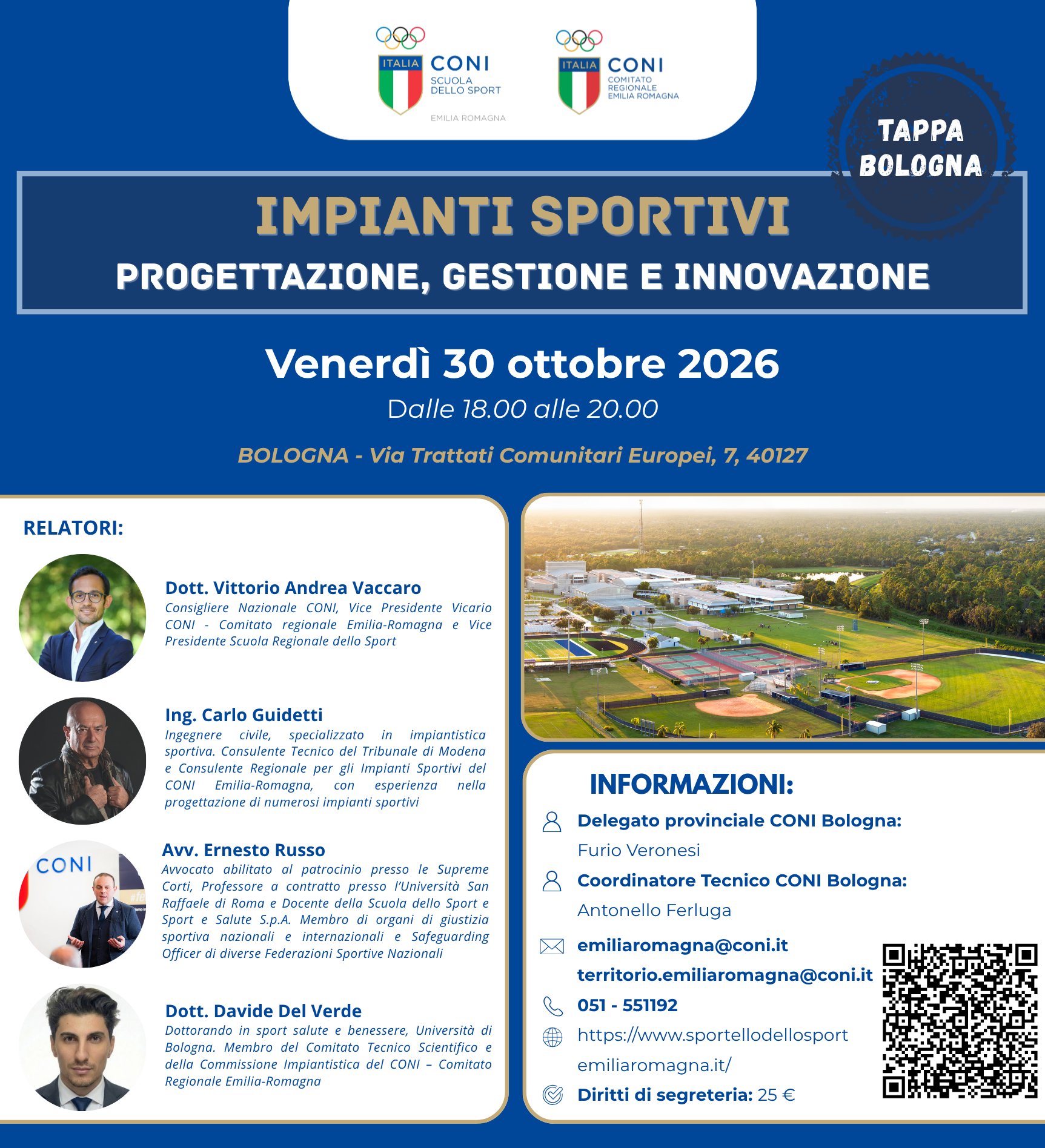 Impianti Sportivi – progettazione, gestione e innovazione – Tappa Bologna